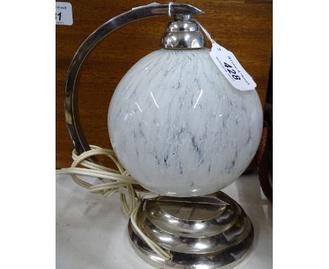 An Art Deco snowdrop desk light, chrome mounts