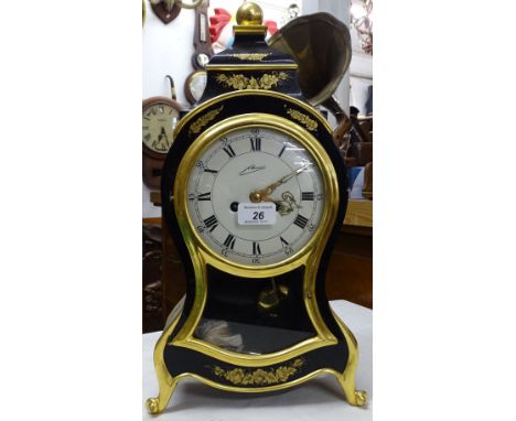 2-train mantel clock in gilded black lacquer case by Schmick?