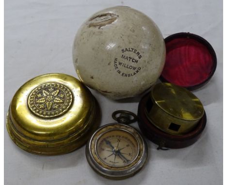 Victorian brass burner, compass, etc
