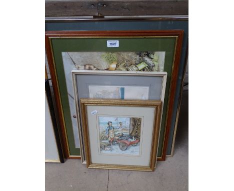 Graham Ovenden, limited edition coloured print, Village End, A L Palmer, watercolour, Brightling Beaters, and 2 others