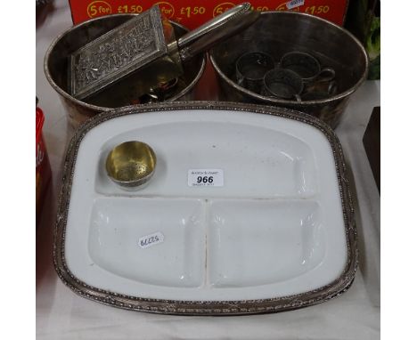 Pair of ceramic and plated dishes, cigarette box, etc.