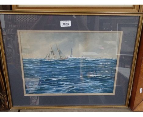 R H Neville-Cummings, watercolour, seascape