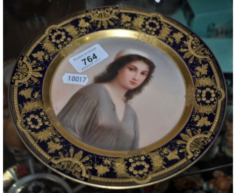 German porcelain plate with portrait of Ruth, signed.