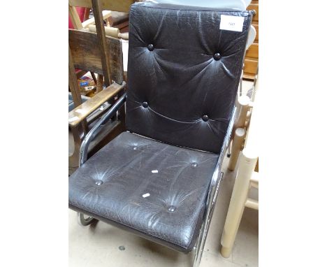 A Vintage chrome and brown leather upholstered reclining chair by Pierson, makers label to underside.