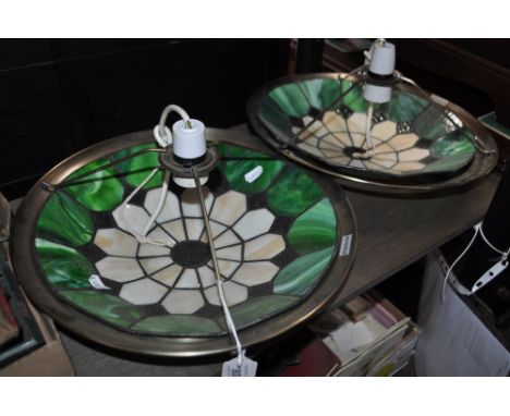 2 ceiling light fittings with Tiffany style shades.