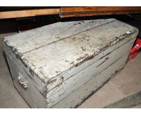A Victorian painted and distressed ships carpenter's tool trunk, length 97cm, height 48cm, depth 46cm.