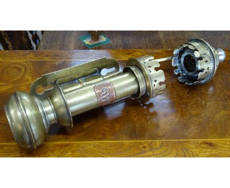 A GWR brass carriage candle lamp