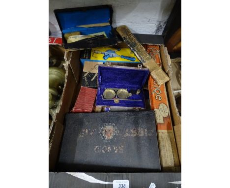First Aid tin, syringe, clippers, etc.