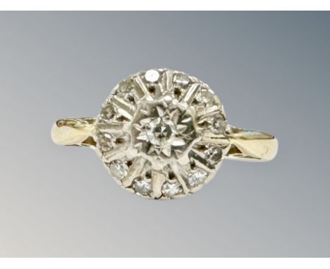 An 18ct gold diamond cluster ring, size K CONDITION REPORT: 3.5g