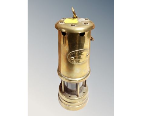 A brass Hockley miner's lamp 
