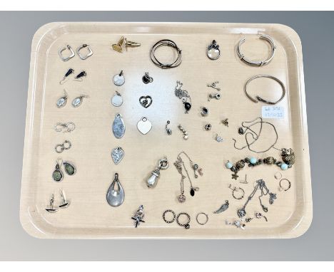 Jewellery to include approximately six pairs of earrings, further loose earrings, two pairs of cuff links, twelve pendants, t