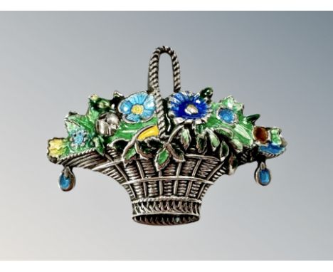 A vintage silver and enamel brooch 