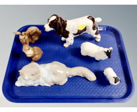 Animal ornaments including Goebel setter, Beswick ram, Nao cat etc 