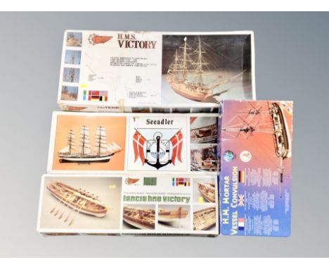 Four boxed naval modelling kits; Seeadler, Mantua model HMS Victory, HM Mortar Vessel Convulsion and Panart HMS Victory