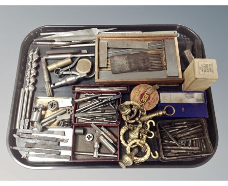 Vintage machinist pieces, drill bits, lighter etc 