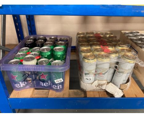 Seventy eight cans of Beer, Lager & Cider : San Miguel, Carlsberg, Heineken, K Cider, Hobogoblin, Fosters, Tetley's & Scrumpy