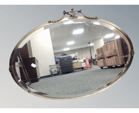 A chrome framed Art Deco bevelled mirror 