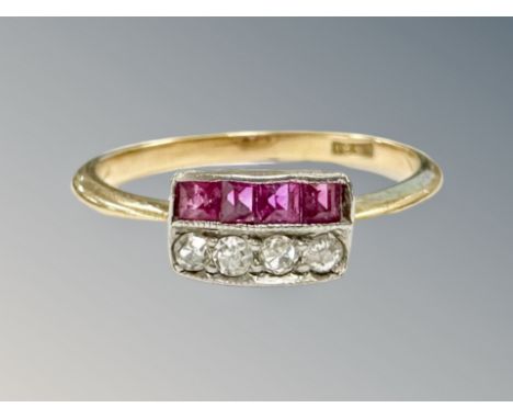 An 18ct gold ruby and diamond ring, size M CONDITION REPORT: 1.8g