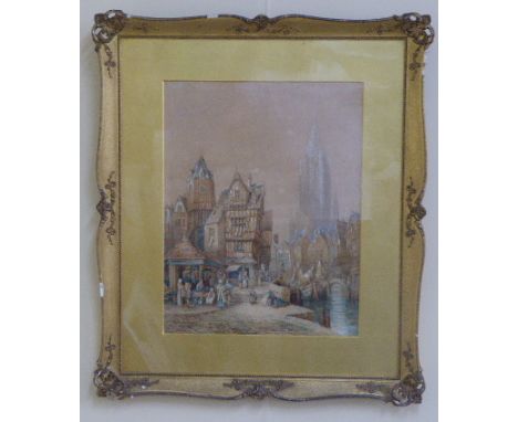 Henry Thomas Schafer (British, 1854-1915),  Freiburg Baden, watercolour, signed lower right H.Schafer, H.44cm W.34cm
