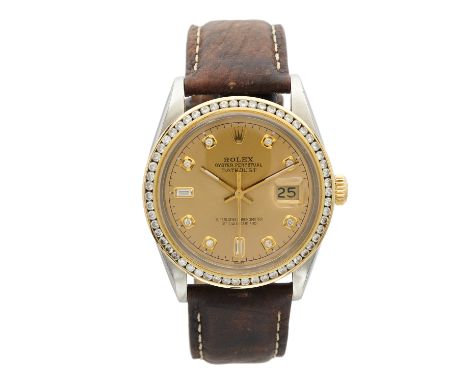 Rolex, a stainless steel Oyster Perpetual Datejust wrist watch, diamond set bezel and dial, reference 16013, signed automatic