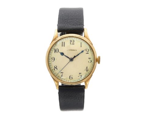 Longines, a mid 20th century 9ct gold wrist watch, reference 4242, signed manual wind movement calibre L2.68N, serial 6472925