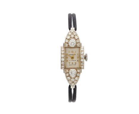 Marvin, a mid 20th century platinum, pave-set diamond cocktail watch, estimated total diamond weight 1ct, I-J colour, VS clar
