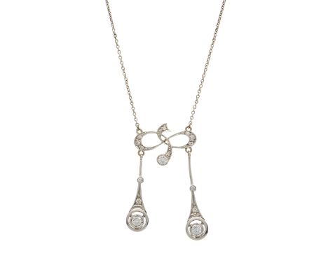 An Edwardian circular-cut diamond negligee necklace, with integral trace-link chain, estimated total diamond weight 0.70ct, p
