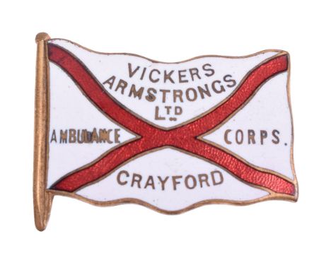 Vickers Armstrongs Ltd Ambulance Corps Crayford Enamel Lapel Badge, fine quality gilt and enamel lapel badge with fitting to 