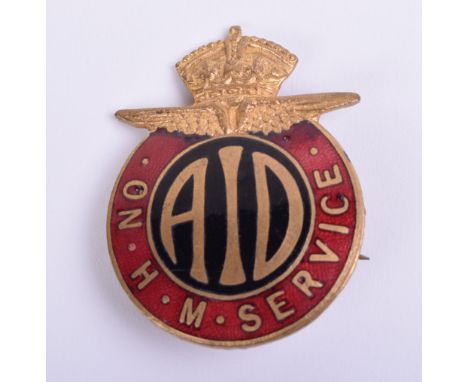 WW2 Aircraft Inspector Directorate (A.I.D) Enamel Badge, gilt and enamel pin back badge, stamped to the reverse 9096. Good co