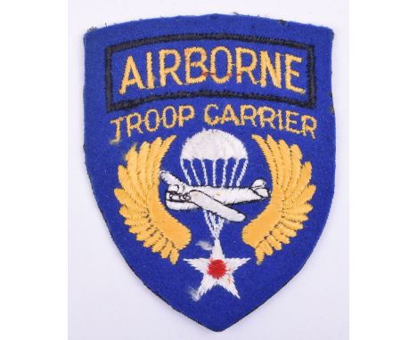 WW2 American Airborne Troop Carrier Uniform Patch, British made embroidered example. 