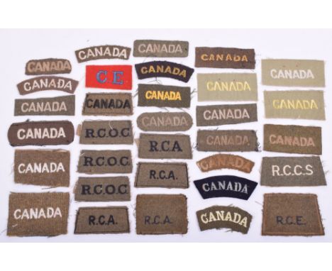 Selection of CANADA Nationality Shoulder Titles, of various constructions and periods, mostly Army issue except for one RAF t