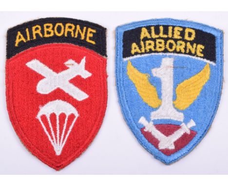 American Allied Airborne Uniform Patch, American made example, accompanied by an American made Airborne Command uniform patch