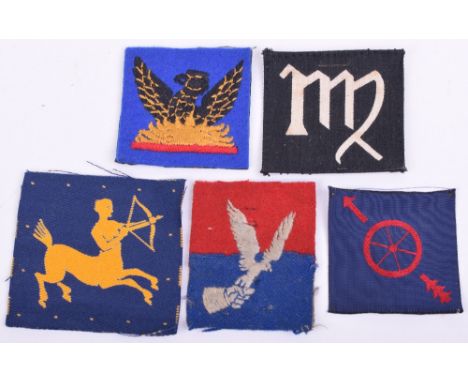 Selection of Army Group Royal Artillery (A.G.R.A) Formation Signs, consisting of silk woven 5th AGRA, printed 7th AGRA, print