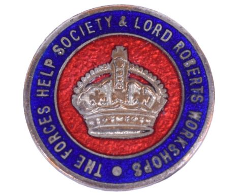 The Forces Help Society & Lord Roberts Workshops Lapel Badge, white metal and enamel example with lapel fitting to the revers