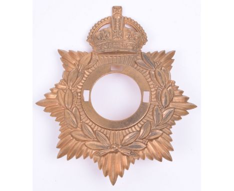 Post 1902 Other Ranks Home Service Helmet Back Plate, brass eight pointed star with the top point replaced with Victorian cro