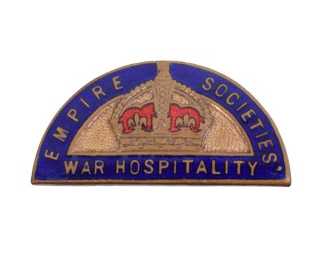WW2 Empire Societies War Hospitality Badge, fine gilt and enamel example with pin back fitting to the reverse. J R Gaunt, Lon