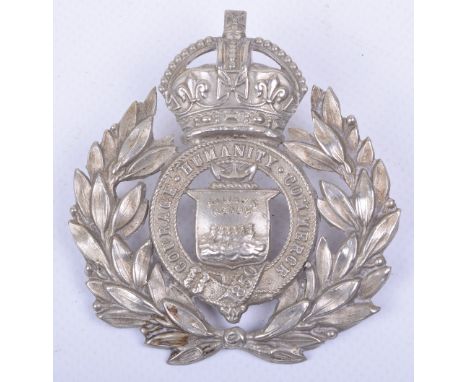 South Shields Police Helmet Plate, white metal kings crown wreath example. Two lug fittings to the reverse of the plate. 