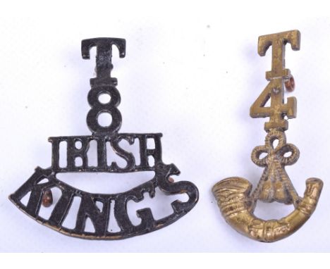 8th (Irish) Battalion Kings Liverpool Regiment Shoulder Title, blackened brass T/8/IRISH/KINGS shoulder title with three lug 