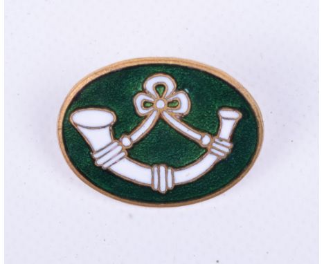 Scarce Oxfordshire & Buckinghamshire Gilt and Enamel Buglers Arm Badge, oval badge with white enamel strung bugle to the cent