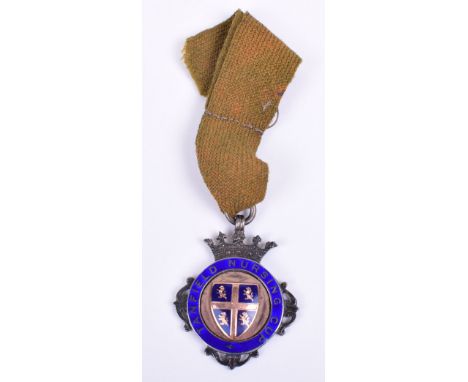 Hallmarked Silver and Enamel Tanfield Nursing Cup Medal, fine quality medal with enamel central circlet with arms to the cent