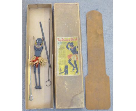 A Tap-Dancing Dinah wooden puppet in original box, 'The Craze of 1938, The Rage of 1939, The Riot of 1940' 