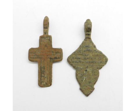 Two bronze Viking crosses, found in Russia 