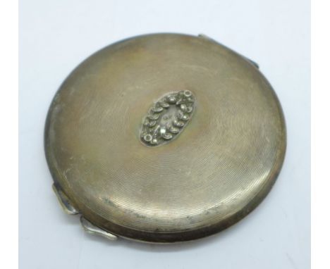 A silver compact, lacking some marcasite, 96g 