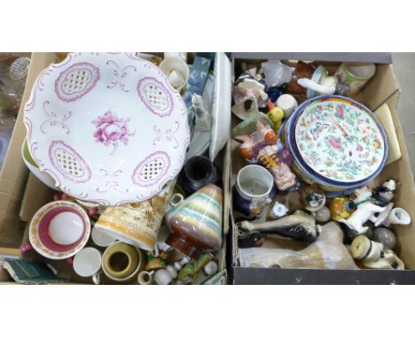 Two boxes of mixed china including Wedgwood, Royal Doulton, crested ware, Melba ware and Goebel **PLEASE NOTE THIS LOT IS NOT