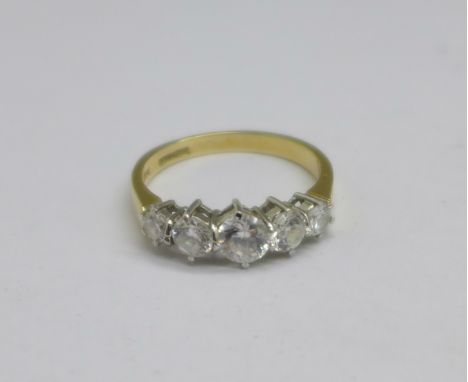 A 14ct gold and cubic zirconia ring, 2.8g, N 