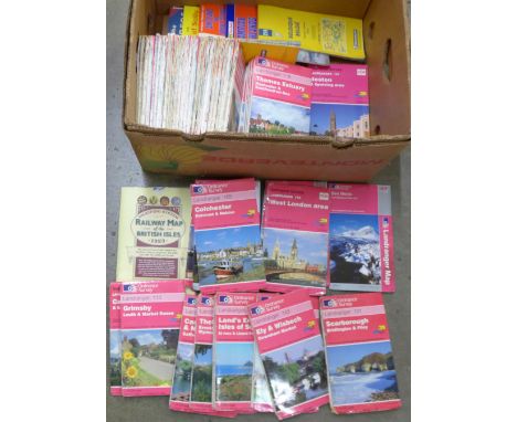 A collection of Ordnance Survey maps and other maps including Michelin and Philips, etc. 
