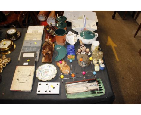 Three Henry Watson storage jars; a Denby "Greenwheat" tureen; Poole pottery basket and various other decorative china 
