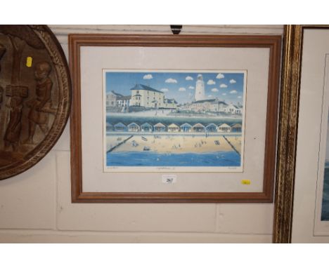A pencil signed limited edition print entitled "Lighthouse II", signed Lewis 