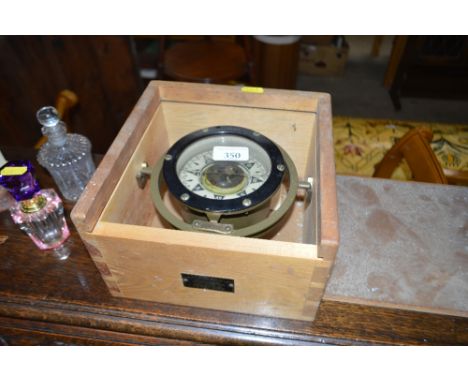 An Iver C Weilbach &amp; Co. ships compass in fitted pine box 