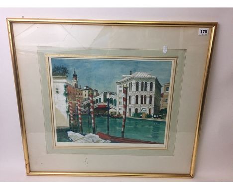 Wilfred R E Fairclough - framed and glazed watercolour entitled The Rialto, 16 x 12 1/2
